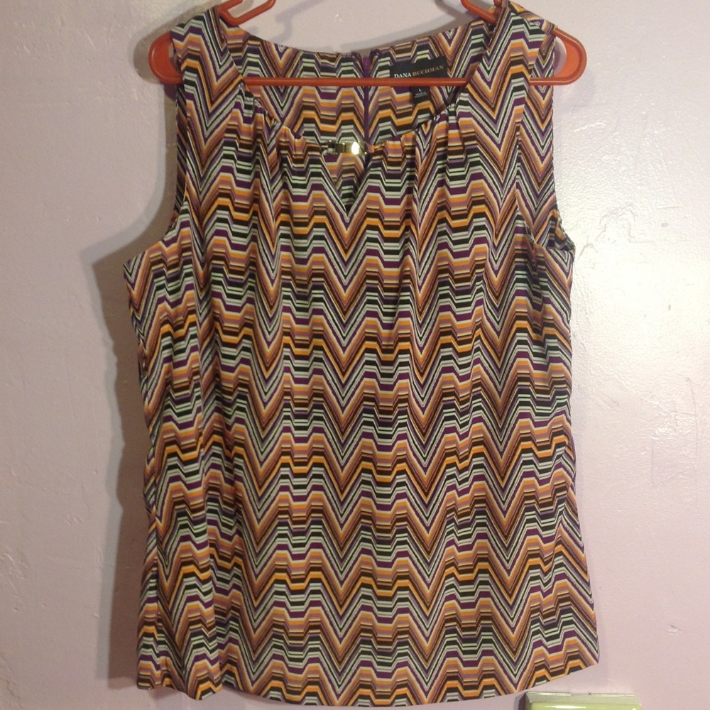 DANA BUCHMAN - women's, DRESSY, sleeveless, top,  sz L,  br, org